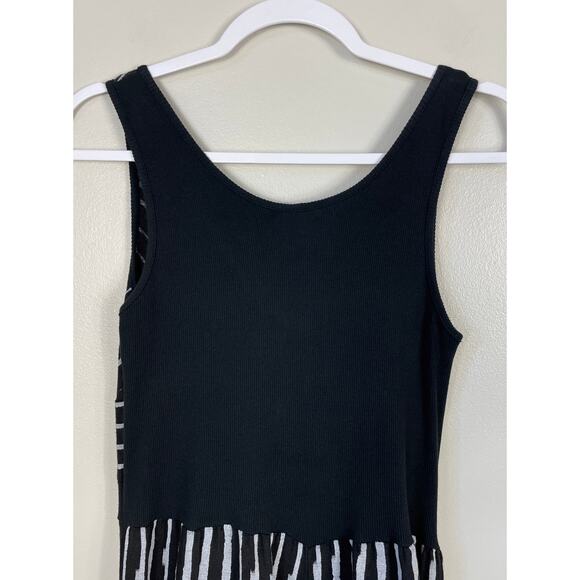 Inizio Stripe Magic Dress Linen Black Gray Large Lagenlook Boho Artsy - Picture 8 of 10